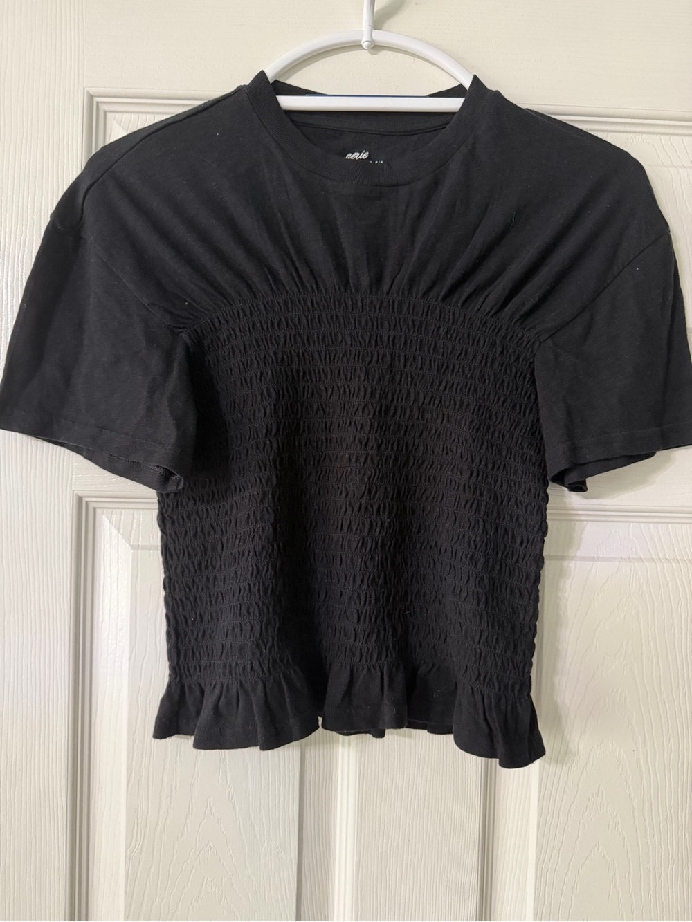 aerie Smocked Crop Top with Ruffle Hem
